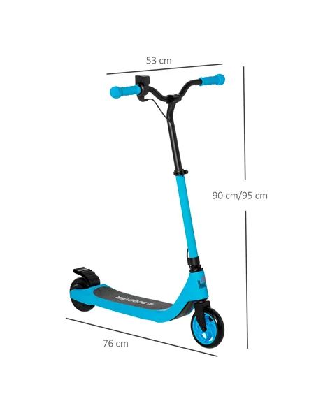 HOMCOM Electric Scooter, 120W Motor E-Scooter, Adjustable Height, Rear Brake for Ages 6+ Years - Blue