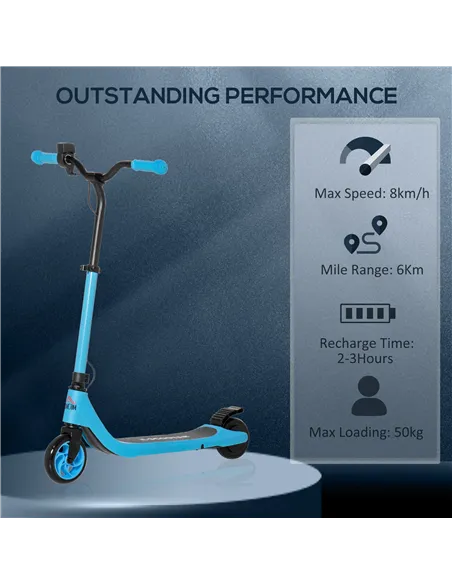 HOMCOM Electric Scooter, 120W Motor E-Scooter, Adjustable Height, Rear Brake for Ages 6+ Years - Blue