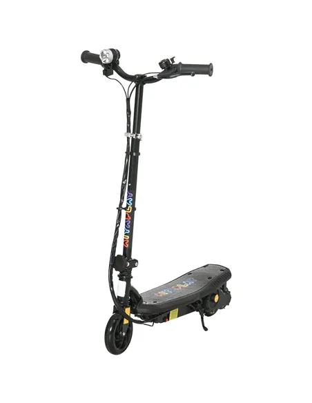 HOMCOM Foldable Electric Scooter, with LED Headlights, for Ages 7-14 Years, Black
