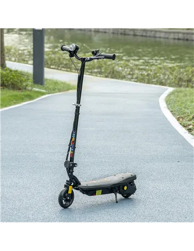 HOMCOM Foldable Electric Scooter, with LED Headlights, for Ages 7-14 Years, Black