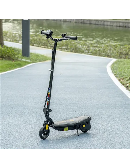 HOMCOM Foldable Electric Scooter, with LED Headlights, for Ages 7-14 Years, Black