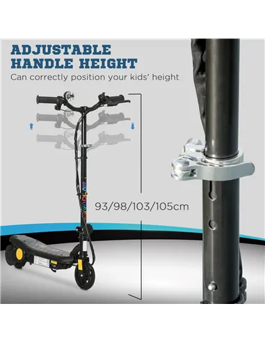 HOMCOM Foldable Electric Scooter, with LED Headlights, for Ages 7-14 Years, Black