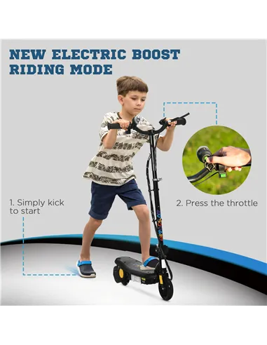 HOMCOM Foldable Electric Scooter, with LED Headlights, for Ages 7-14 Years, Black
