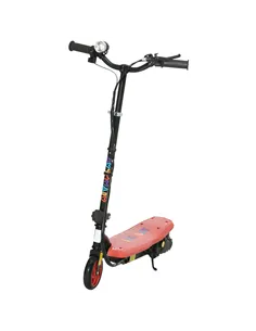 HOMCOM Foldable Electric Scooter, with LED Headlights, for Ages 7-14 Years, Red