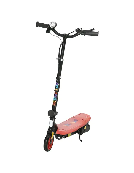 HOMCOM Foldable Electric Scooter, with LED Headlights, for Ages 7-14 Years, Red