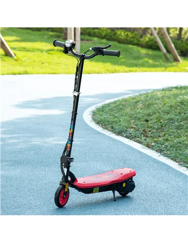 HOMCOM Foldable Electric Scooter, with LED Headlights, for Ages 7-14 Years, Red