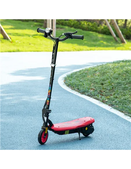 HOMCOM Foldable Electric Scooter, with LED Headlights, for Ages 7-14 Years, Red