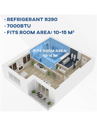 HOMCOM 7000 BTU Air Conditioning Unit, 3-in-1 Portable Air Conditioner, Dehumidifier, Cooling Fan with 2 Speeds, 24H Timer, Remo