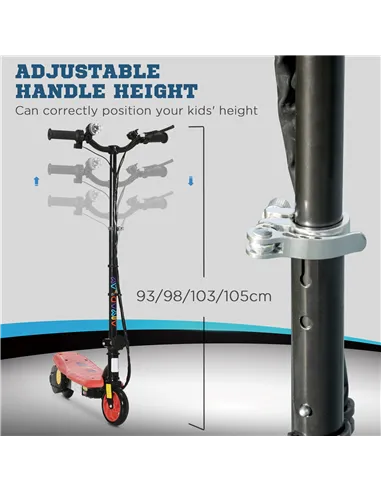 HOMCOM Foldable Electric Scooter, with LED Headlights, for Ages 7-14 Years, Red