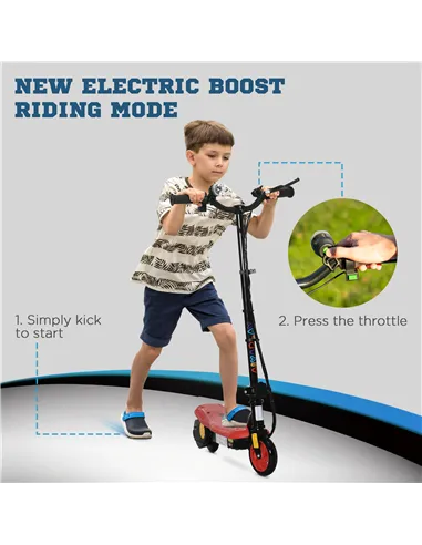 HOMCOM Foldable Electric Scooter, with LED Headlights, for Ages 7-14 Years, Red