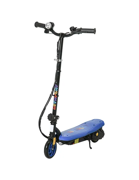 HOMCOM Foldable Electric Scooter, with LED Headlights, for Ages 7-14 Years, Blue