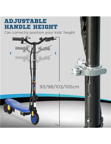 HOMCOM Foldable Electric Scooter, with LED Headlights, for Ages 7-14 Years, Blue