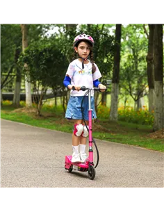 HOMCOM Foldable Electric Kids Scooter, Ride-on for Ages 7-14 Years, Pink 2