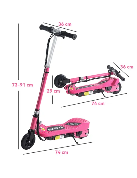 HOMCOM Foldable Electric Kids Scooter, Ride-on for Ages 7-14 Years, Pink