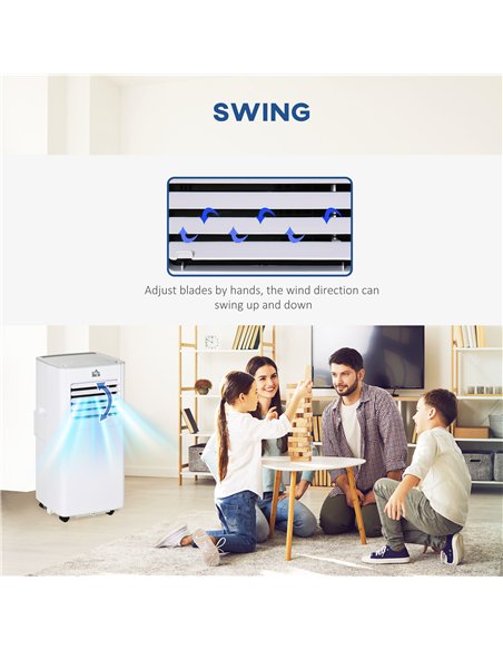 HOMCOM 7000 BTU Air Conditioning Unit, 3-in-1 Portable Air Conditioner, Dehumidifier, Cooling Fan with 2 Speeds, 24H Timer, Remo