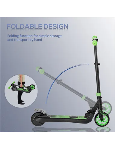 HOMCOM Folding Electric Scooter with Brake, for Ages 6+ Years, 8km/h Maximum Speed, Green