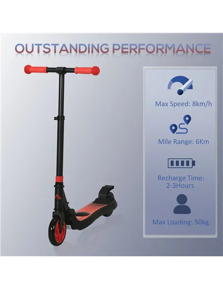 HOMCOM Folding Electric Scooter with Brake, for Ages 6+ Years, 8km/h Maximum Speed, Red