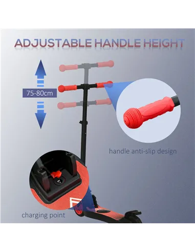 HOMCOM Folding Electric Scooter with Brake, for Ages 6+ Years, 8km/h Maximum Speed, Red