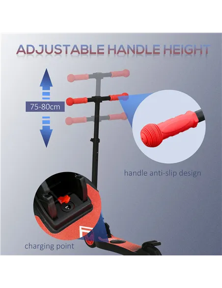 HOMCOM Folding Electric Scooter with Brake, for Ages 6+ Years, 8km/h Maximum Speed, Red