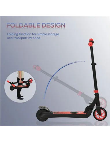 HOMCOM Folding Electric Scooter with Brake, for Ages 6+ Years, 8km/h Maximum Speed, Red