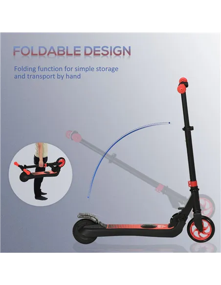 HOMCOM Folding Electric Scooter with Brake, for Ages 6+ Years, 8km/h Maximum Speed, Red