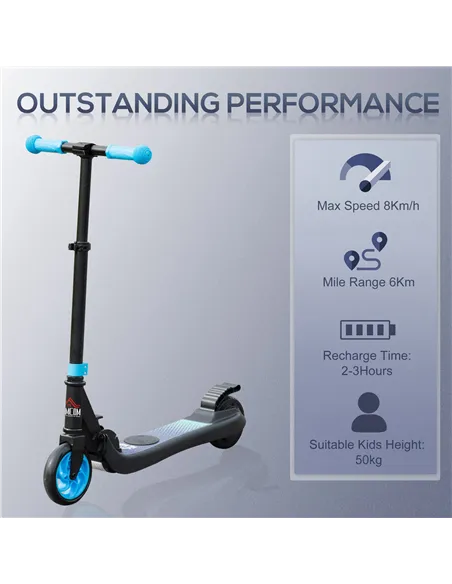 HOMCOM Folding Electric Scooter with Brake, for Ages 6+ Years, 8km/h Maximum Speed, Blue