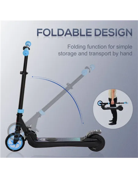 HOMCOM Folding Electric Scooter with Brake, for Ages 6+ Years, 8km/h Maximum Speed, Blue