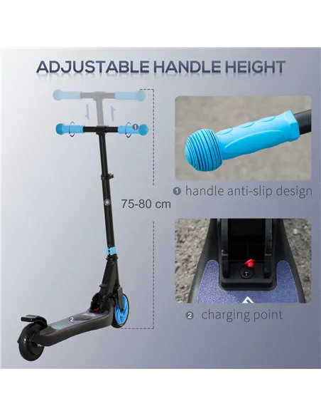 HOMCOM Folding Electric Scooter with Brake, for Ages 6+ Years, 8km/h Maximum Speed, Blue