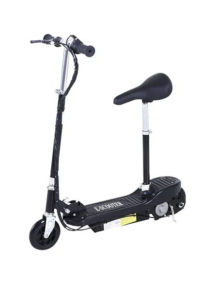 HOMCOM Powered E-Scooter Ride-On, with Brakes, Adjustable Seat, Adjustable Handlebars, Black