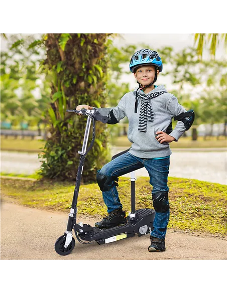HOMCOM Powered E-Scooter Ride-On, with Brakes, Adjustable Seat, Adjustable Handlebars, Black
