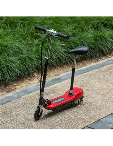 HOMCOM Powered E-Scooter Ride-On, with Brakes, Adjustable Seat, Adjustable Handlebars, Red