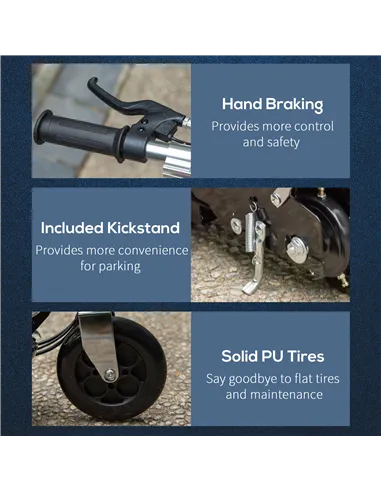 HOMCOM Powered E-Scooter Ride-On, with Brakes, Adjustable Seat, Adjustable Handlebars, Red