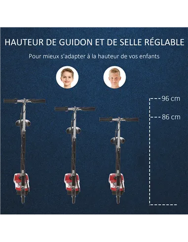 HOMCOM Powered E-Scooter Ride-On, with Brakes, Adjustable Seat, Adjustable Handlebars, Red