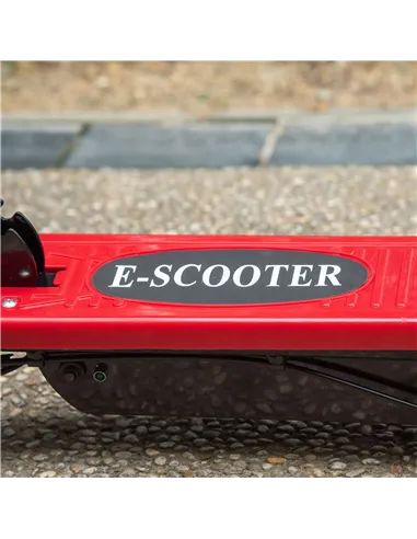 HOMCOM Powered E-Scooter Ride-On, with Brakes, Adjustable Seat, Adjustable Handlebars, Red