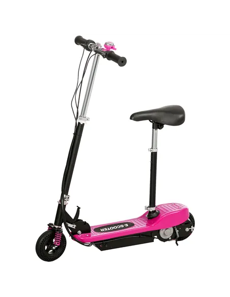 HOMCOM Steel Ride on Powered Scooter, Folding E-Scooter with Warning Bell, 15km/h Maximum Speed, for 6-14 Years Old, Pink