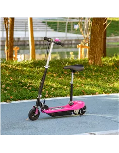 HOMCOM Steel Ride on Powered Scooter, Folding E-Scooter with Warning Bell, 15km/h Maximum Speed, for 6-14 Years Old, Pink 2