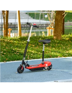 HOMCOM Steel Ride on Powered Scooter, Folding E-Scooter with Warning Bell, 15km/h Maximum Speed, for 6-14 Years Old, Red 2