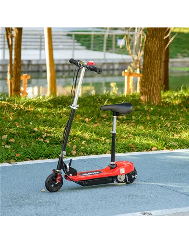 HOMCOM Steel Ride on Powered Scooter, Folding E-Scooter with Warning Bell, 15km/h Maximum Speed, for 6-14 Years Old, Red
