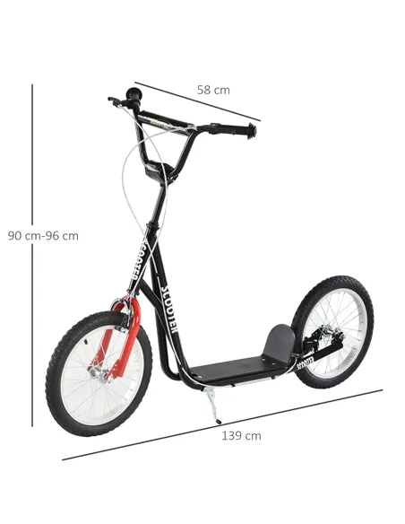 HOMCOM Kick Scooters for Kids with Adjustable Height, Anti-Slip Deck, Dual Brakes, Rubber Tyres, for Boys and Girls Aged 5+ Year