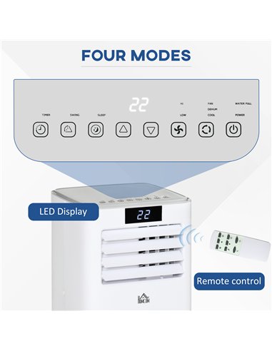 HOMCOM 7000 BTU Air Conditioning Unit, 3-in-1 Portable Air Conditioner, Dehumidifier, Cooling Fan with Remote Control, LED Displ