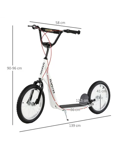 HOMCOM Kick Scooters for Kids with Adjustable Height, Anti-Slip Deck, Dual Brakes, Rubber Tyres, for Boys and Girls Aged 5+ Year