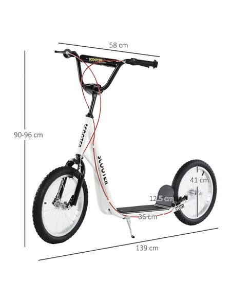 HOMCOM Kick Scooters for Kids with Adjustable Height, Anti-Slip Deck, Dual Brakes, Rubber Tyres, for Boys and Girls Aged 5+ Year
