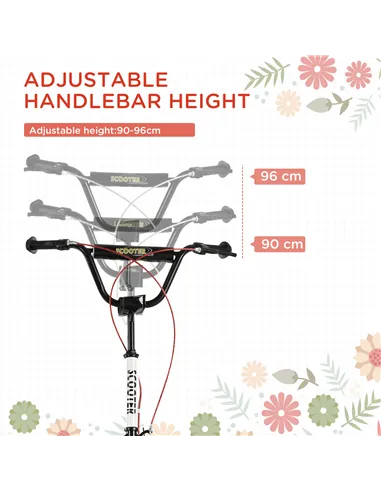 HOMCOM Kick Scooters for Kids with Adjustable Height, Anti-Slip Deck, Dual Brakes, Rubber Tyres, for Boys and Girls Aged 5+ Year