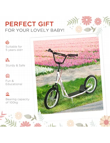 HOMCOM Kick Scooters for Kids with Adjustable Height, Anti-Slip Deck, Dual Brakes, Rubber Tyres, for Boys and Girls Aged 5+ Year