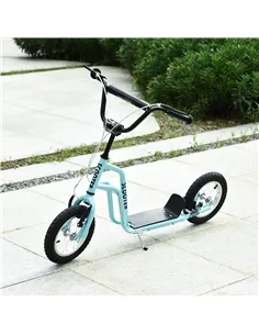 HOMCOM Stunt Scooter, Kids Scooter, 12'' Rubber Tyre Kick Scooter with Adjustable Handlebar, Dual Brakes, Blue 2
