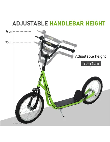 HOMCOM Kick Scooters for Kids with Adjustable Height, Anti-Slip Deck, Dual Brakes, Rubber Tyres, for Boys and Girls Aged 5+ Year