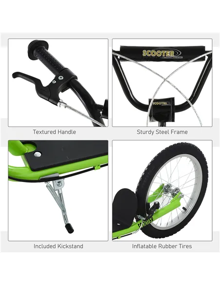 HOMCOM Kick Scooters for Kids with Adjustable Height, Anti-Slip Deck, Dual Brakes, Rubber Tyres, for Boys and Girls Aged 5+ Year