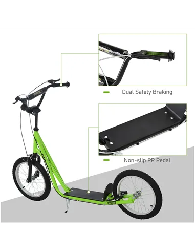 HOMCOM Kick Scooters for Kids with Adjustable Height, Anti-Slip Deck, Dual Brakes, Rubber Tyres, for Boys and Girls Aged 5+ Year