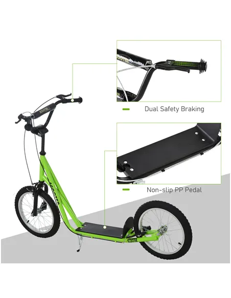 HOMCOM Kick Scooters for Kids with Adjustable Height, Anti-Slip Deck, Dual Brakes, Rubber Tyres, for Boys and Girls Aged 5+ Year