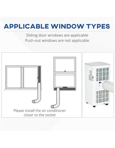 HOMCOM 7000 BTU Air Conditioning Unit, 3-in-1 Portable Air Conditioner, Dehumidifier, Cooling Fan with Remote Control, LED Displ